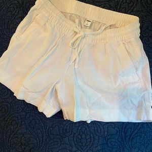 White linen shorts